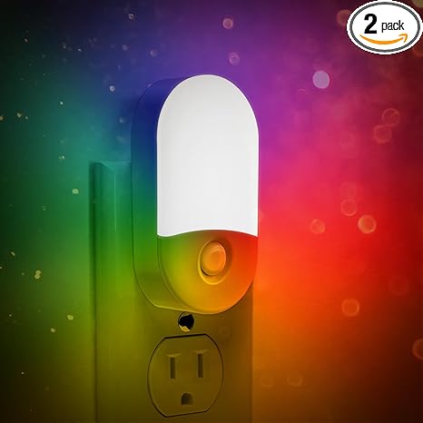 LED Night Light Plug-in Dimmable Sensor 2 Pack